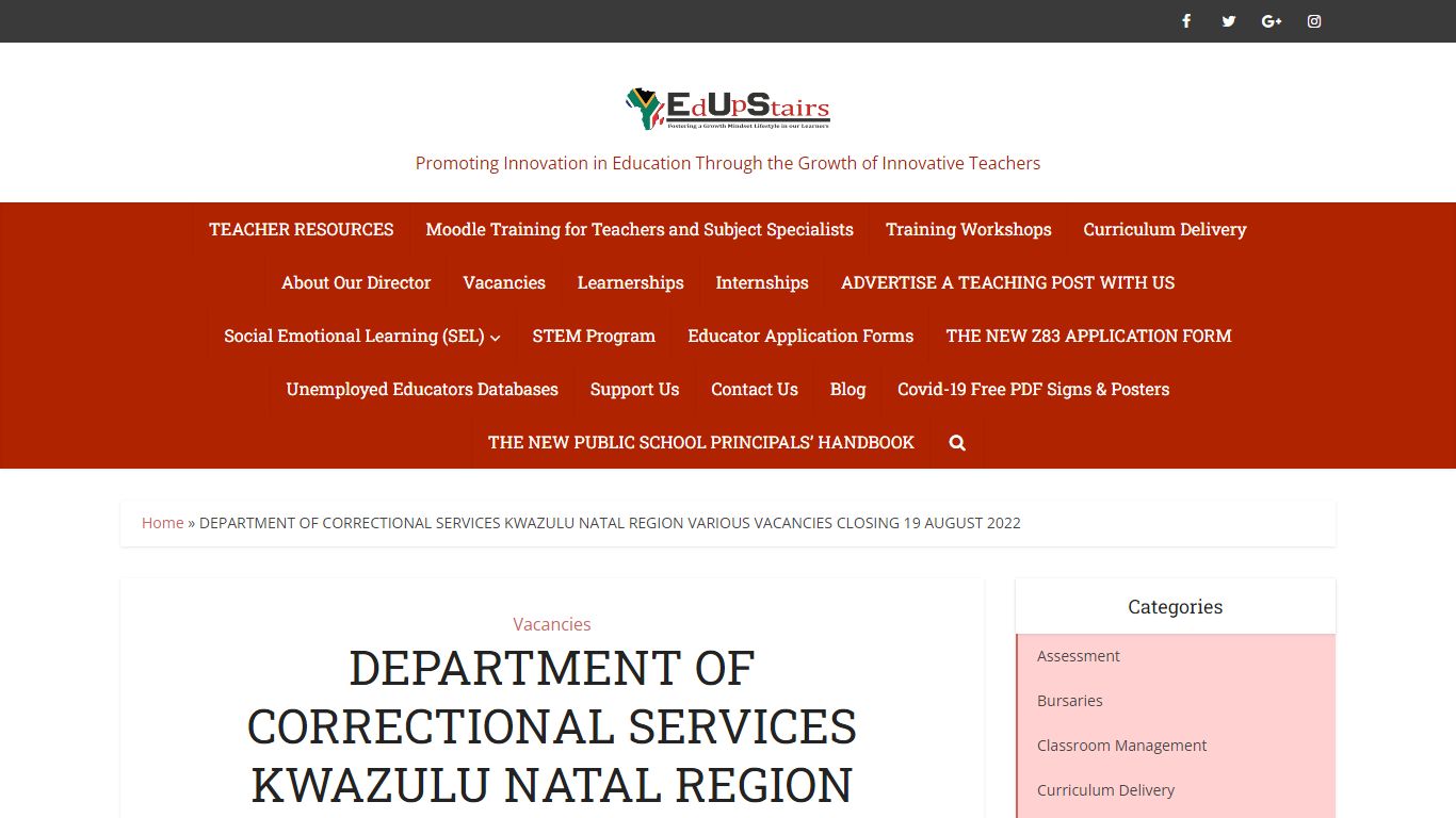 DEPARTMENT OF CORRECTIONAL SERVICES KWAZULU NATAL REGION VARIOUS ...